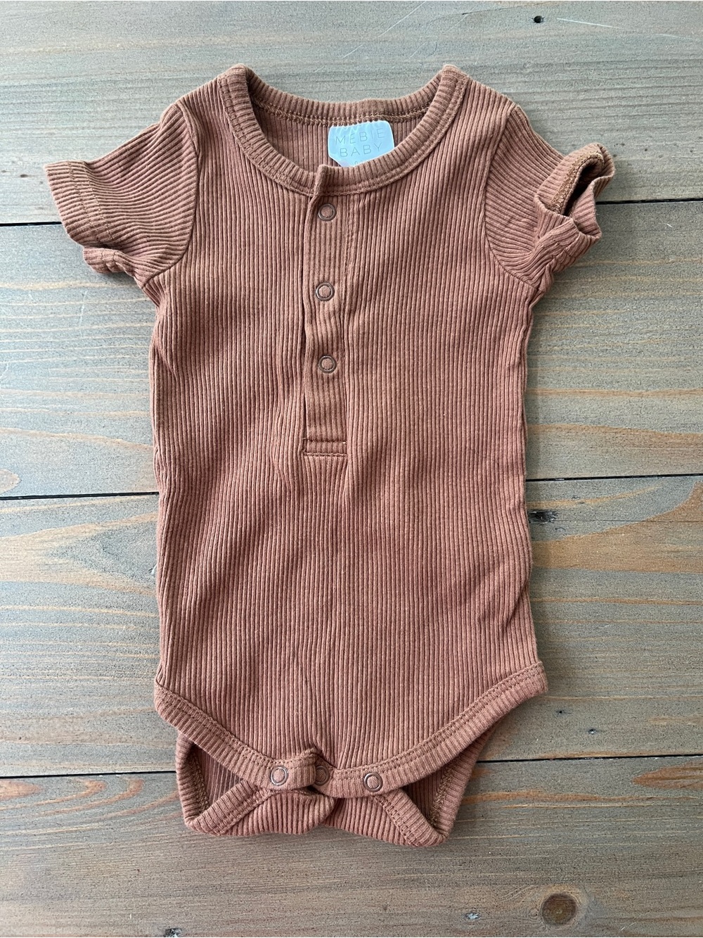 Mebie Baby Organic Cotton Ribbed Short-Sleeve Baby Onesie - 0-3 Months